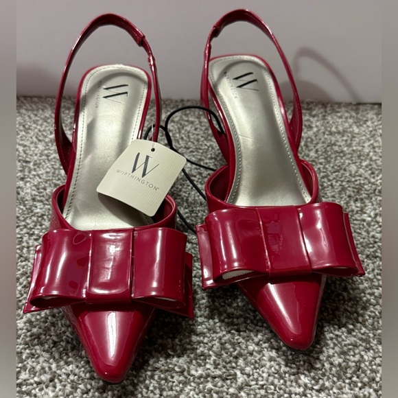 Worthington Women's 9M Vibrant Red Slingback Pumps W/Bow Accent NWT - Picture 4 of 11